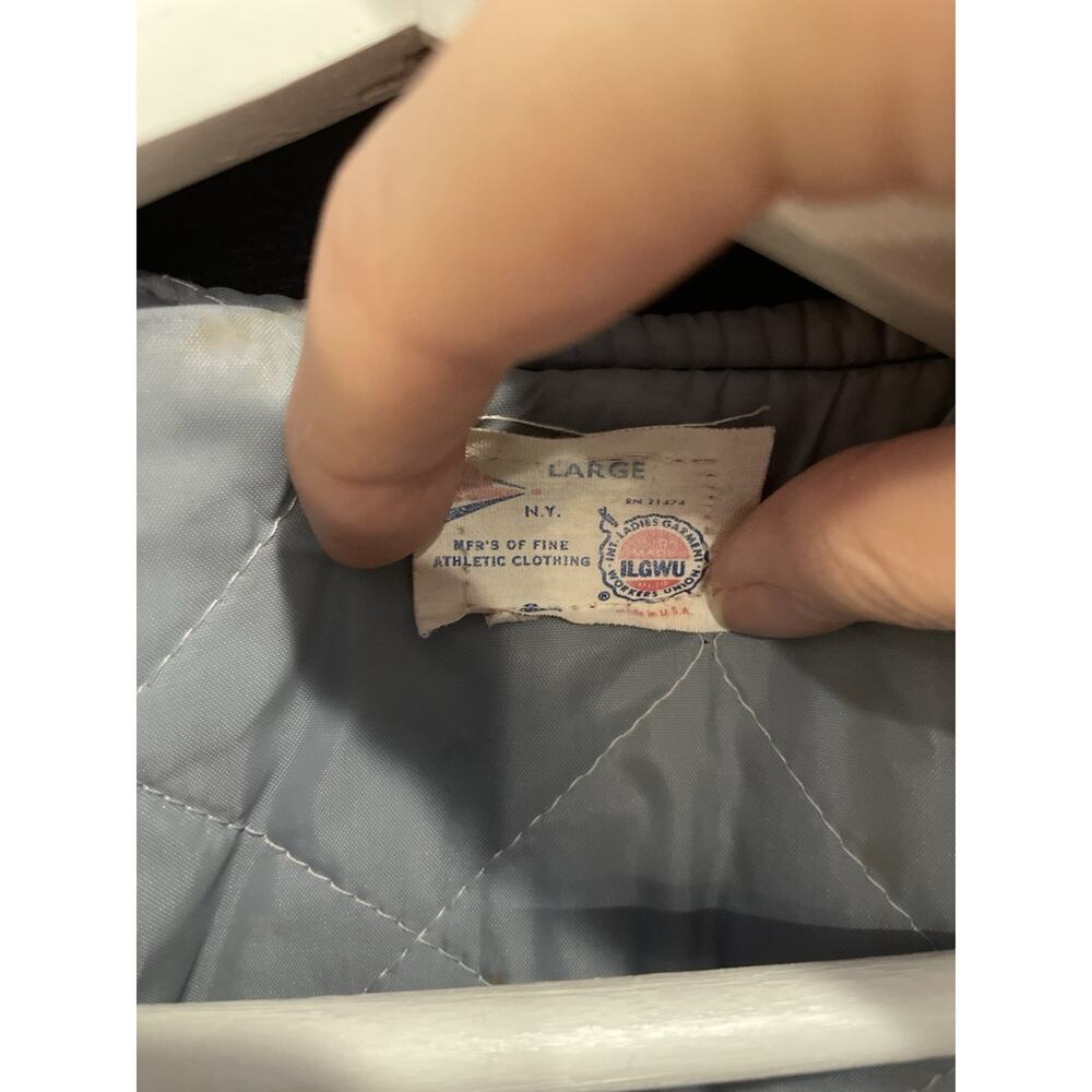 Vintage Felco Basketball Navy Wool Quilted Varsity Letterman Jacket Sz M/L - Picture 6 of 11